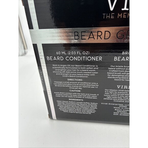 VIRIDI THE MEN'S COLLECTION BEARD GROOMING KIT CONDITIONER, OIL & BRUSH NWB - Picture 5 of 7